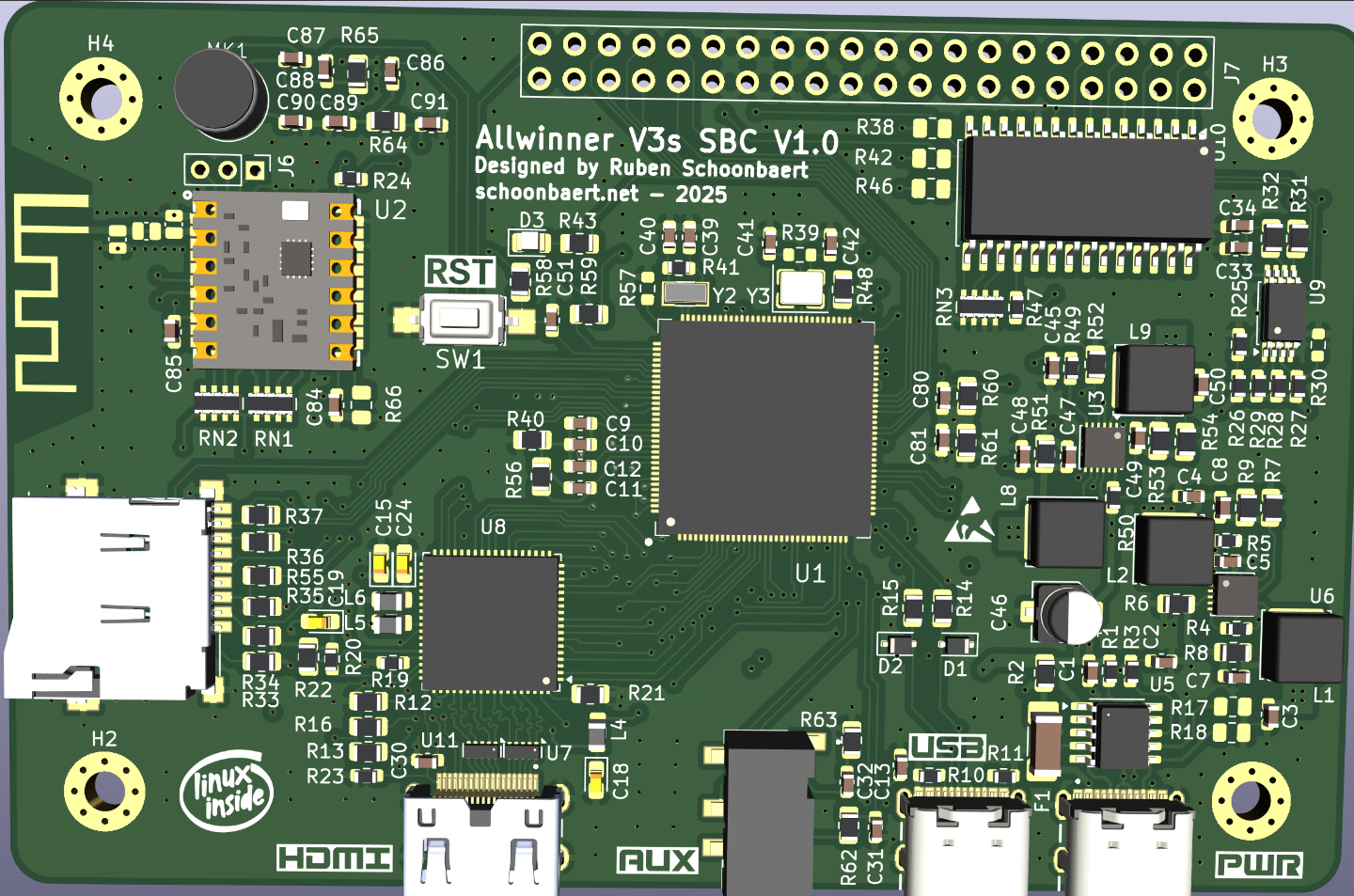 Allwinner V3s Single Board Computer - Project image by Ruben Schoonbaert